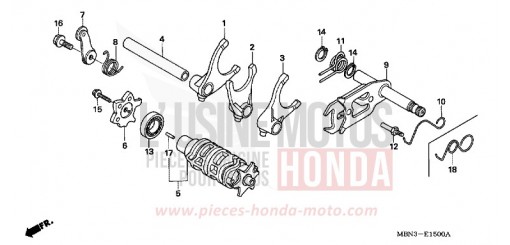 TAMBOUR DE SEL.DE VITESSE/ FOURCHE DE SEL.DE VITESSE XR650R7 de 2007